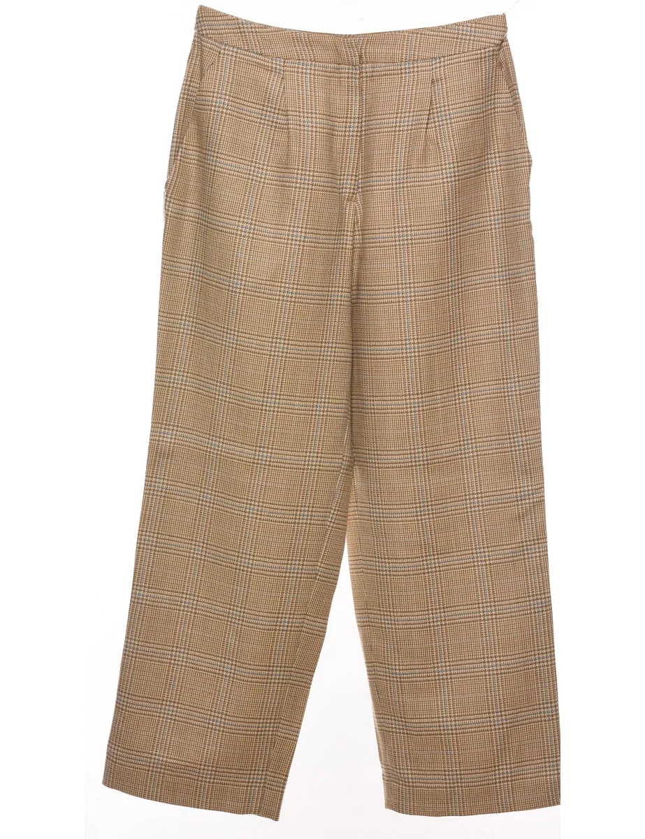 Light Blue & Light Brown Dogtooth Check Trousers - W28 L27
