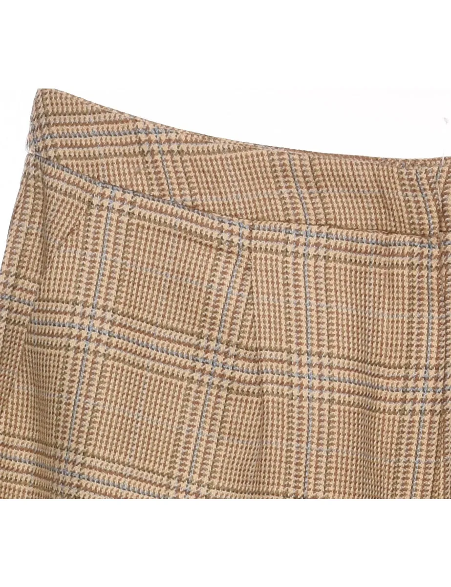 Light Blue & Light Brown Dogtooth Check Trousers - W28 L27