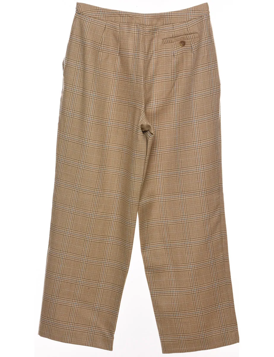 Light Blue & Light Brown Dogtooth Check Trousers - W28 L27