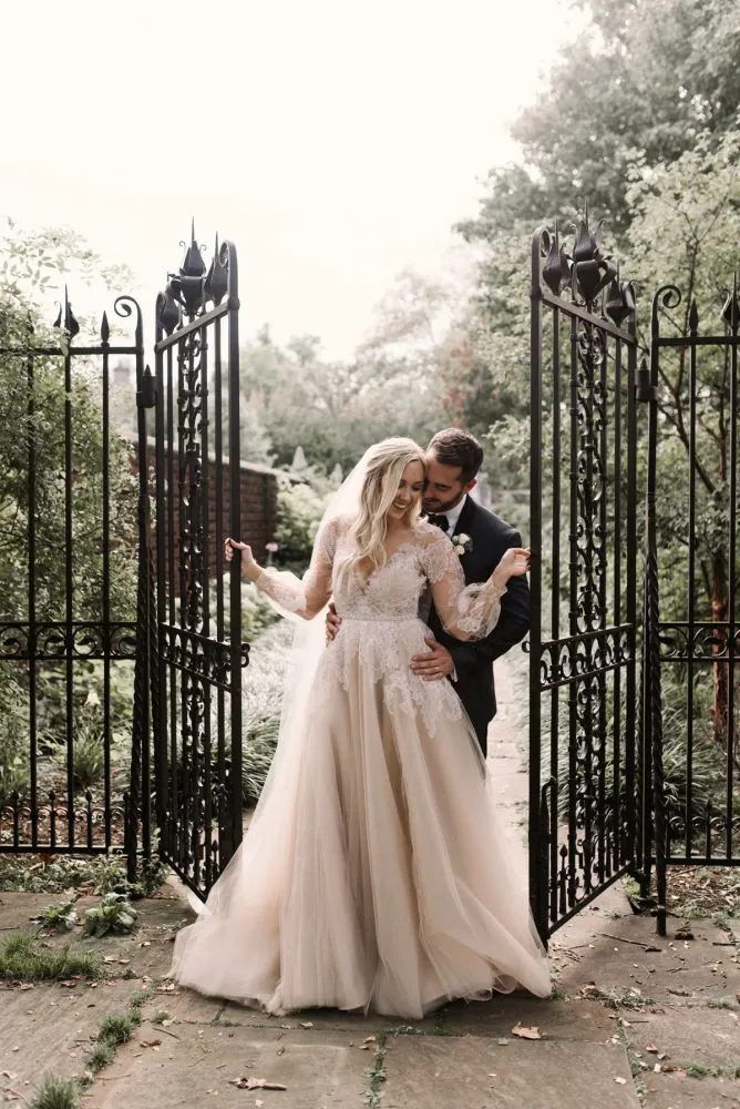Long Sleeve Lace Low Back Plus Size Wedding Dress