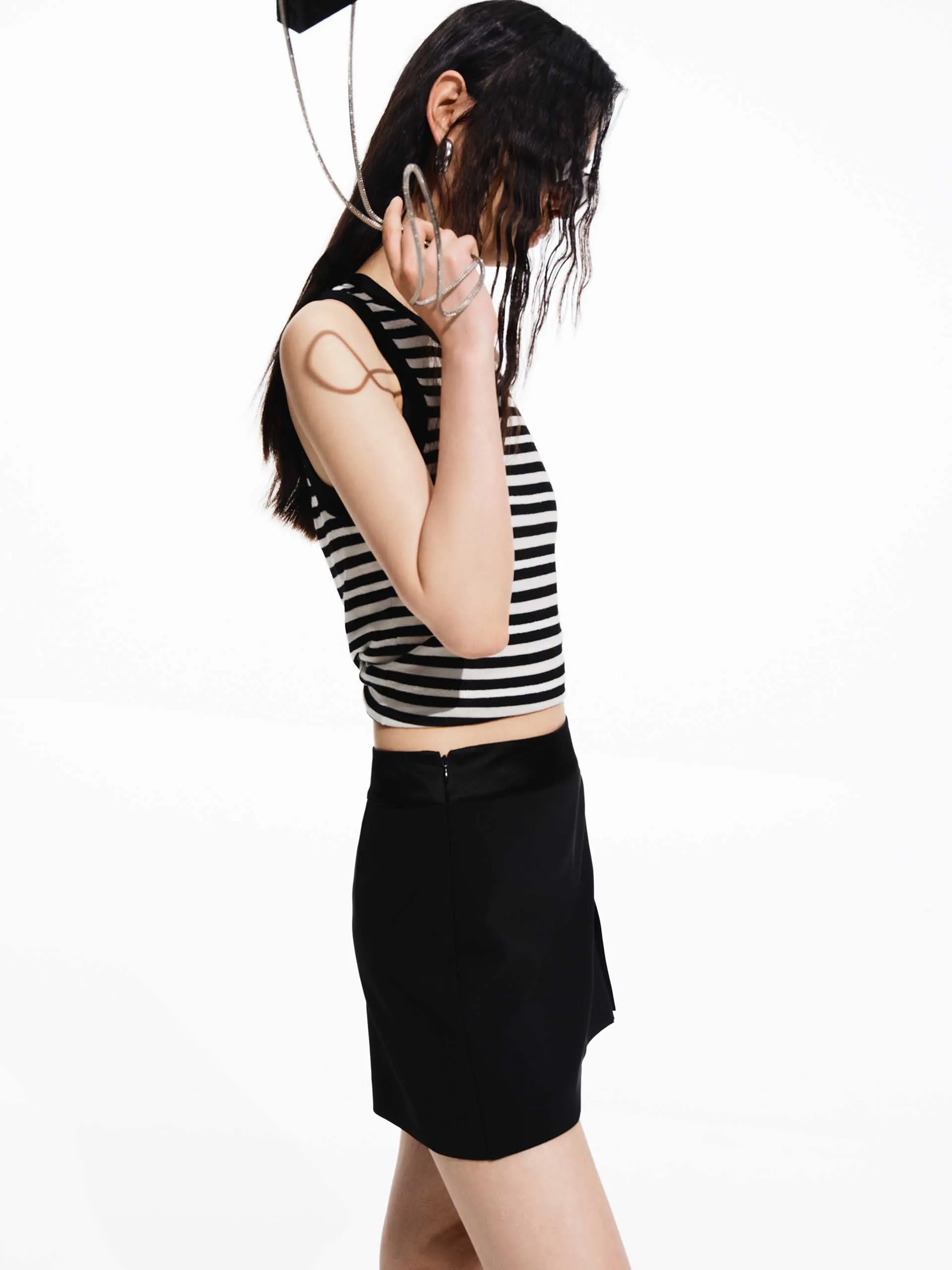 Mini Length Slit Skirt