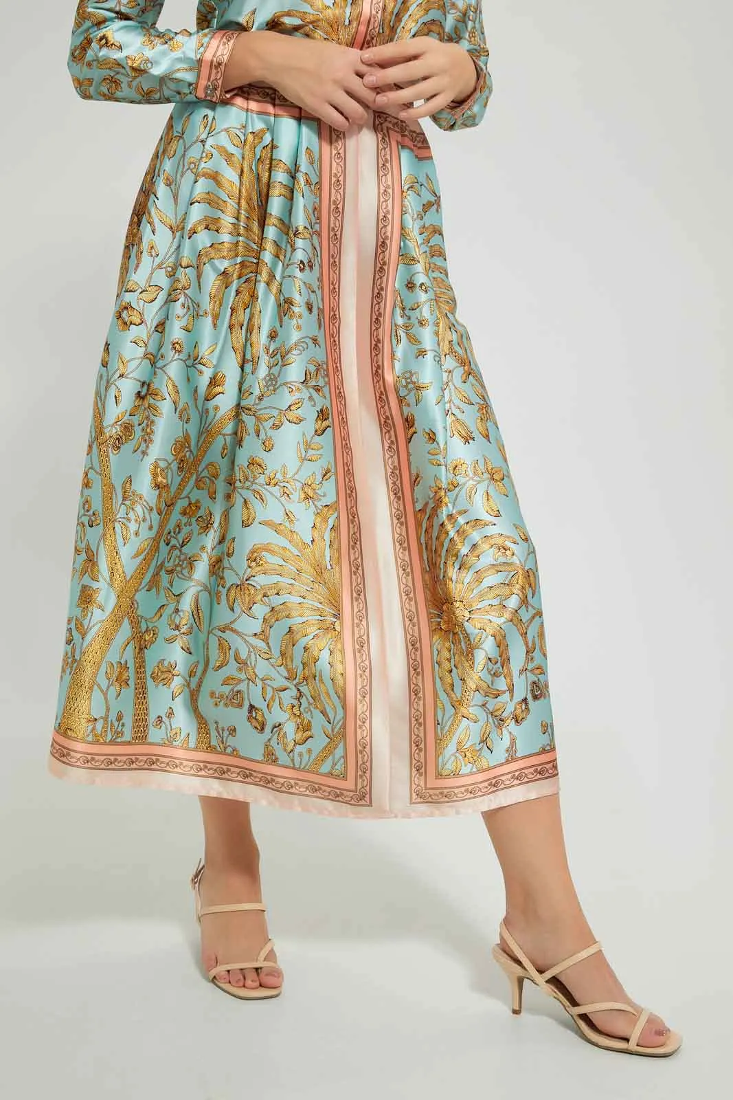 Multicolour Printed Pleated Skirt