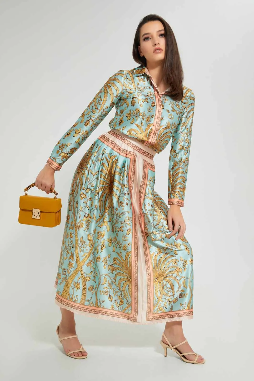 Multicolour Printed Pleated Skirt
