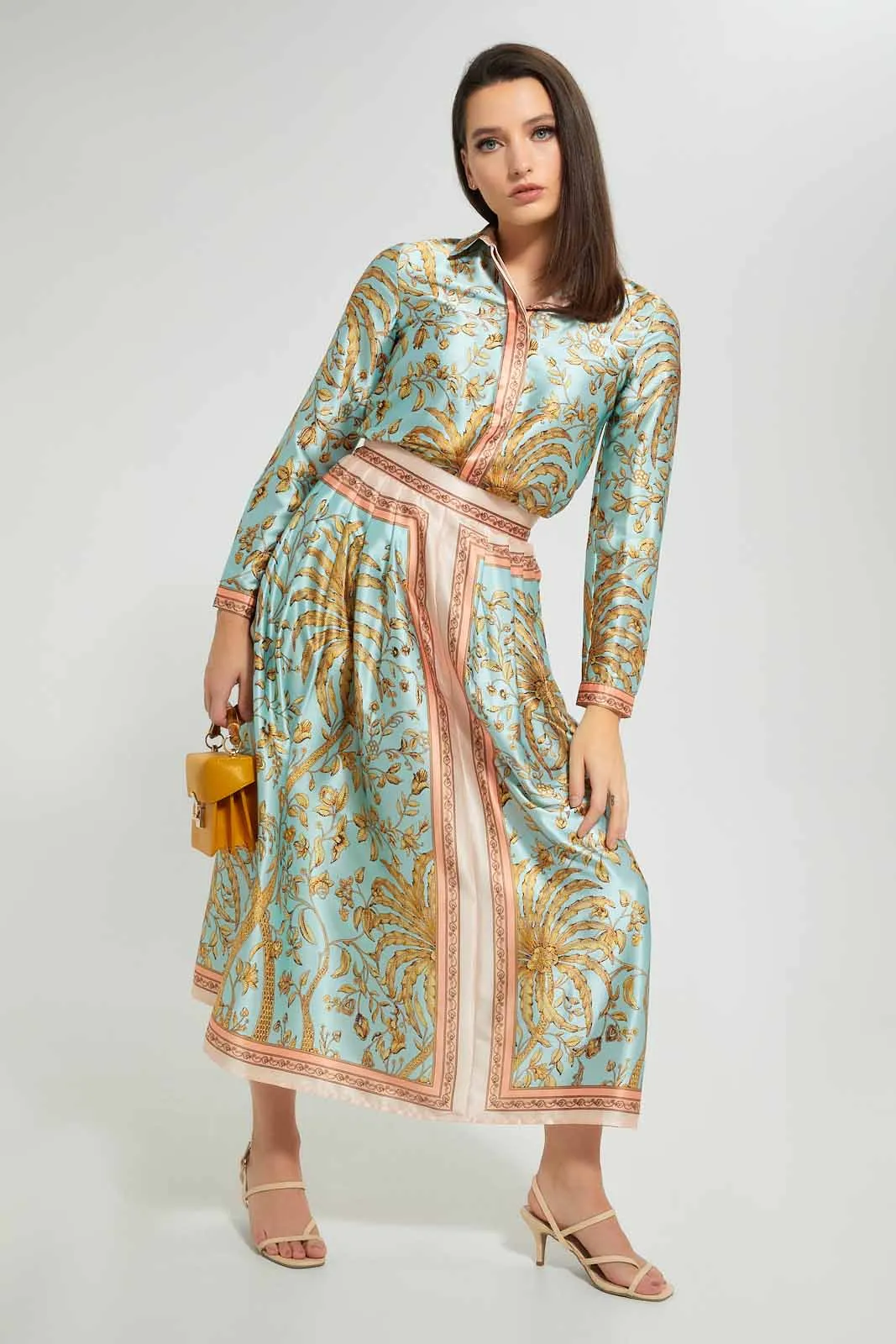 Multicolour Printed Pleated Skirt
