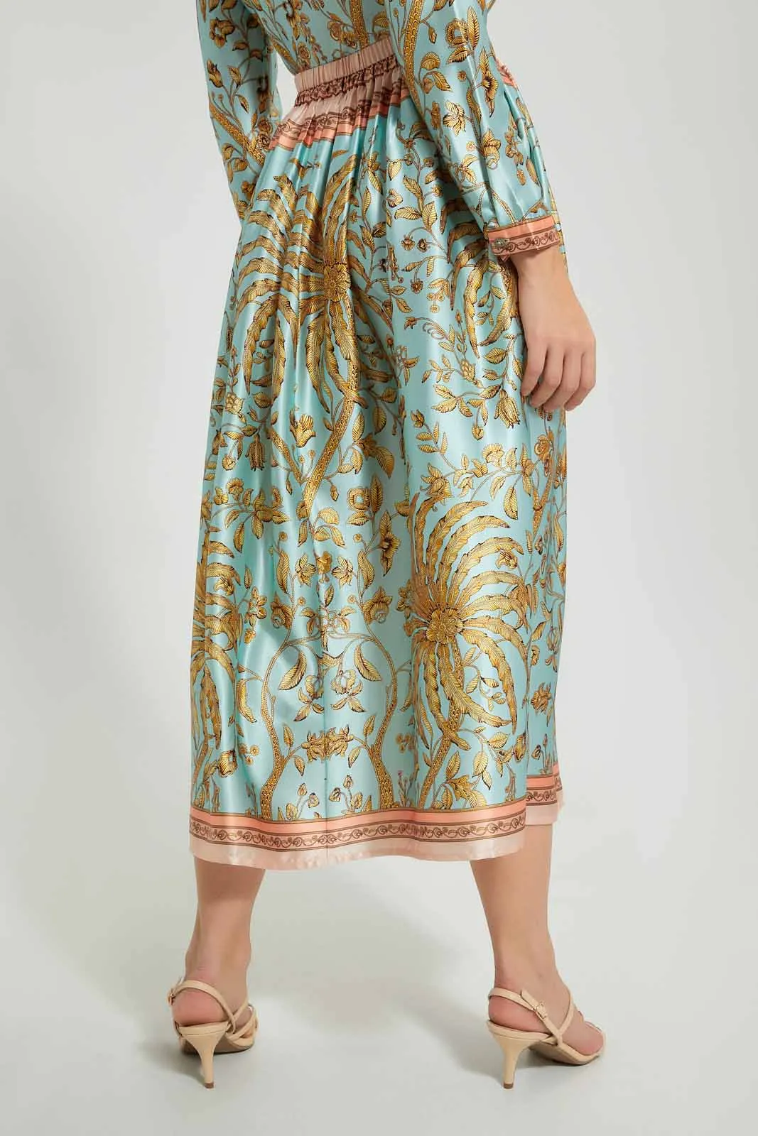 Multicolour Printed Pleated Skirt