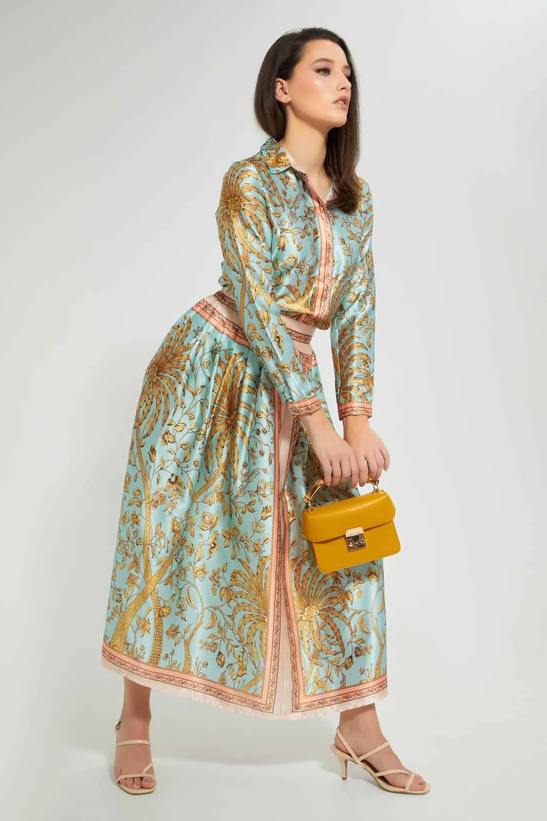 Multicolour Printed Pleated Skirt