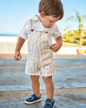 Oat Striped Linen Overall