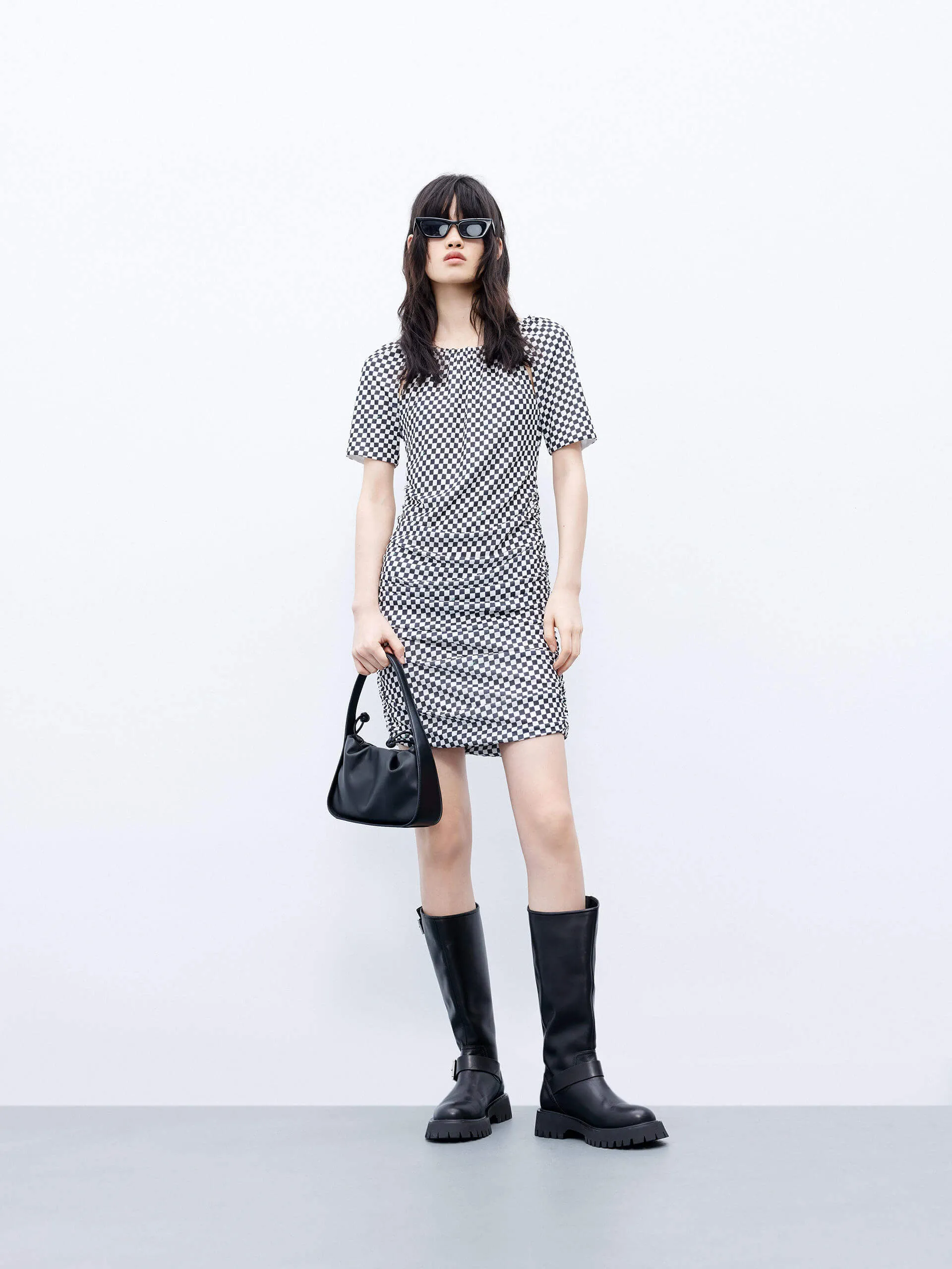 Open Back Checkered Dress
