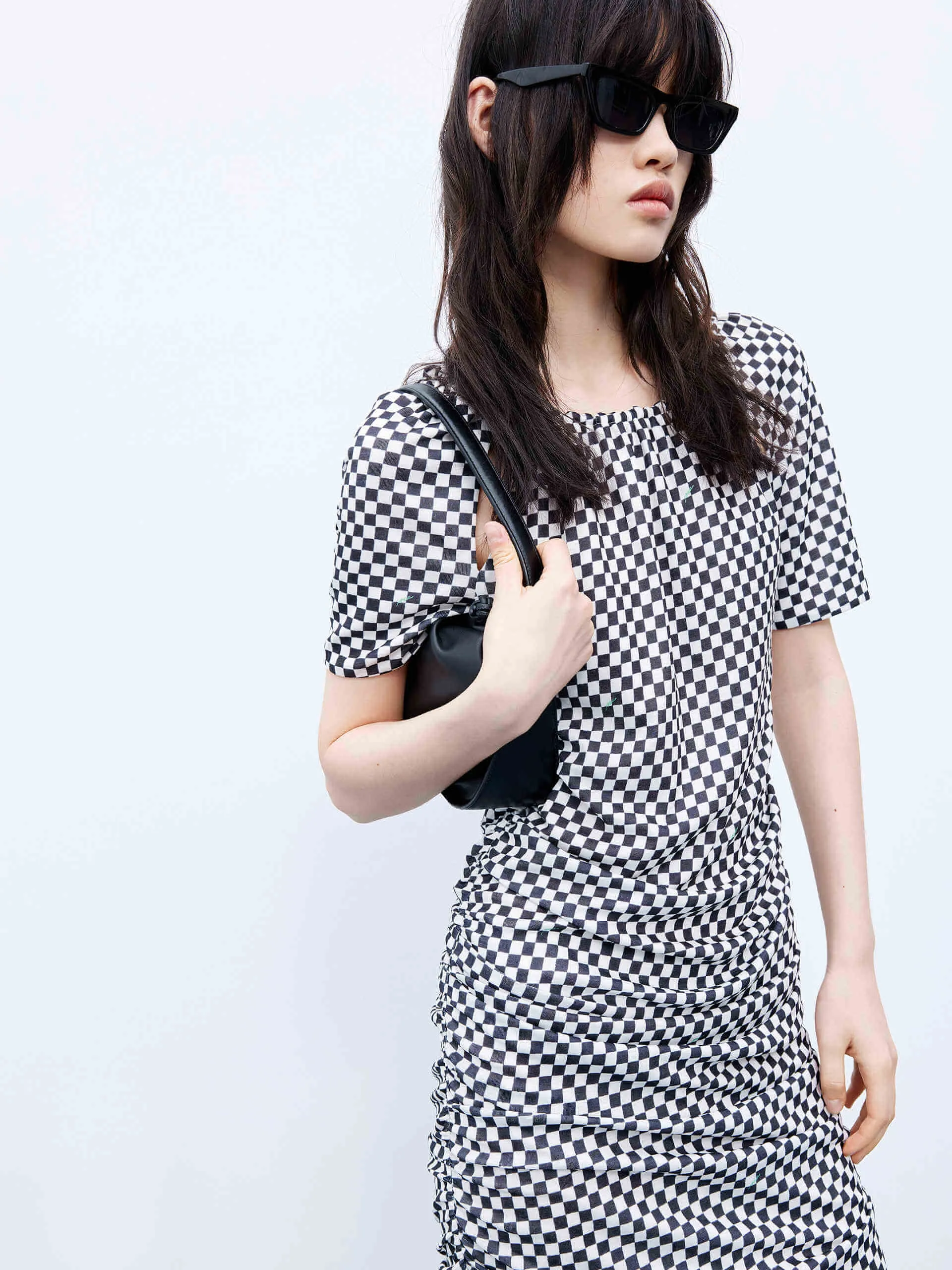 Open Back Checkered Dress