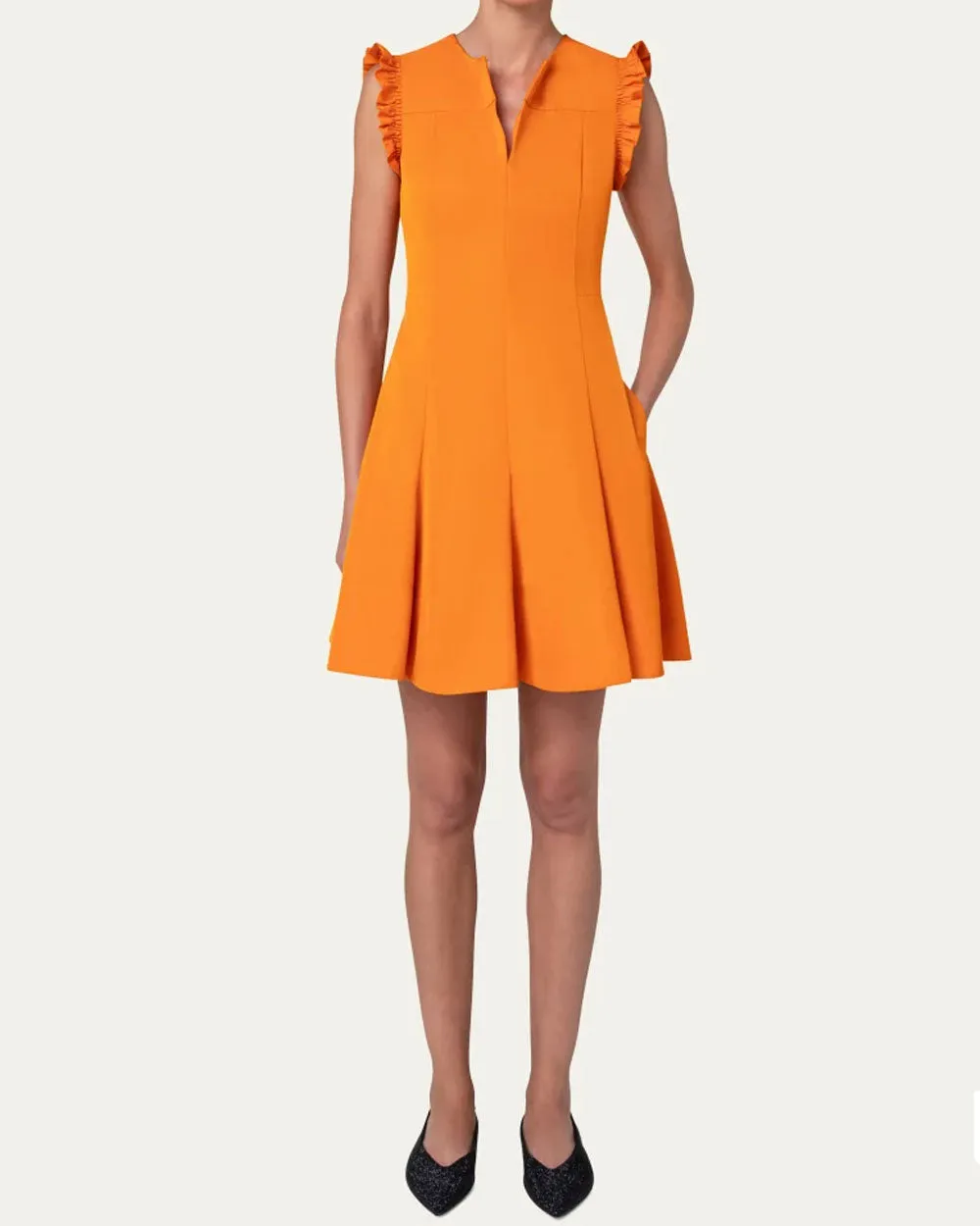 Orange Ruffle Collar Dress