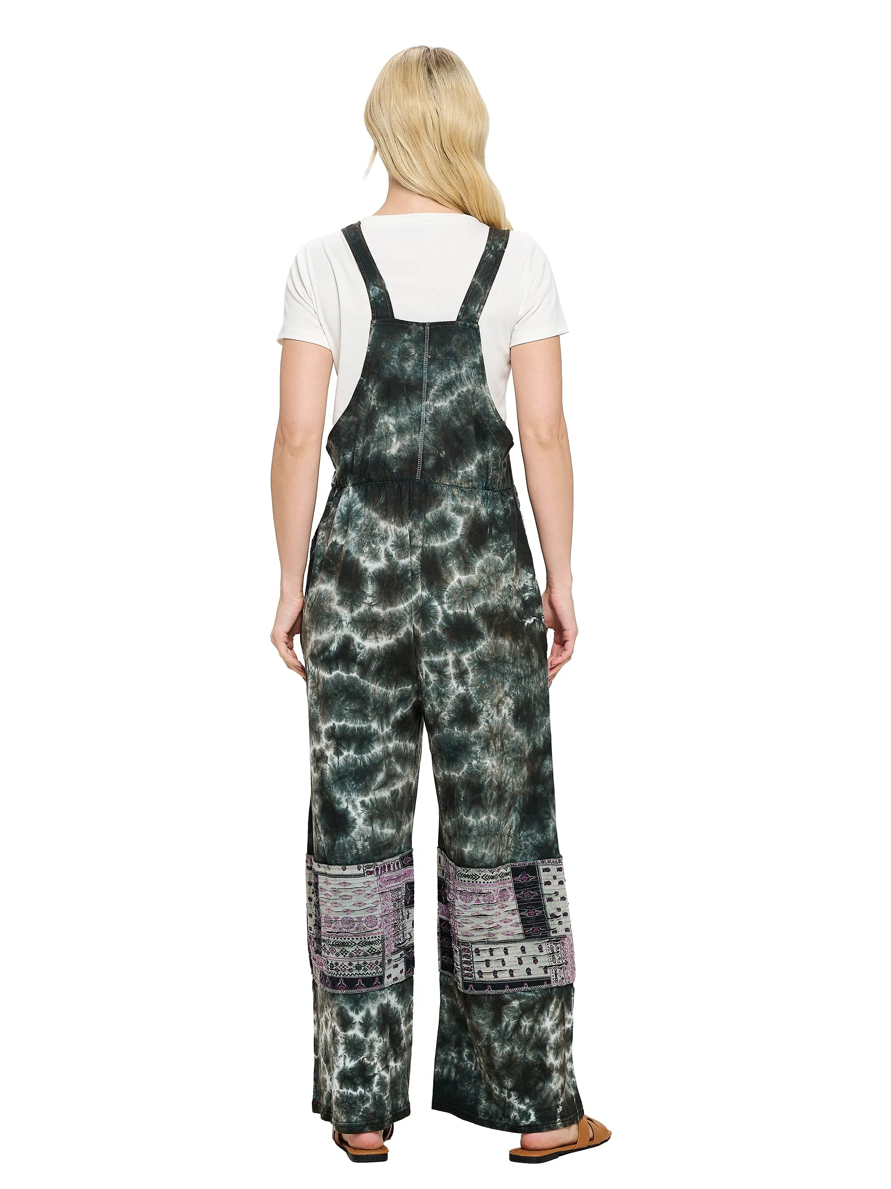 Overall Floral Tie Dye Patchwork