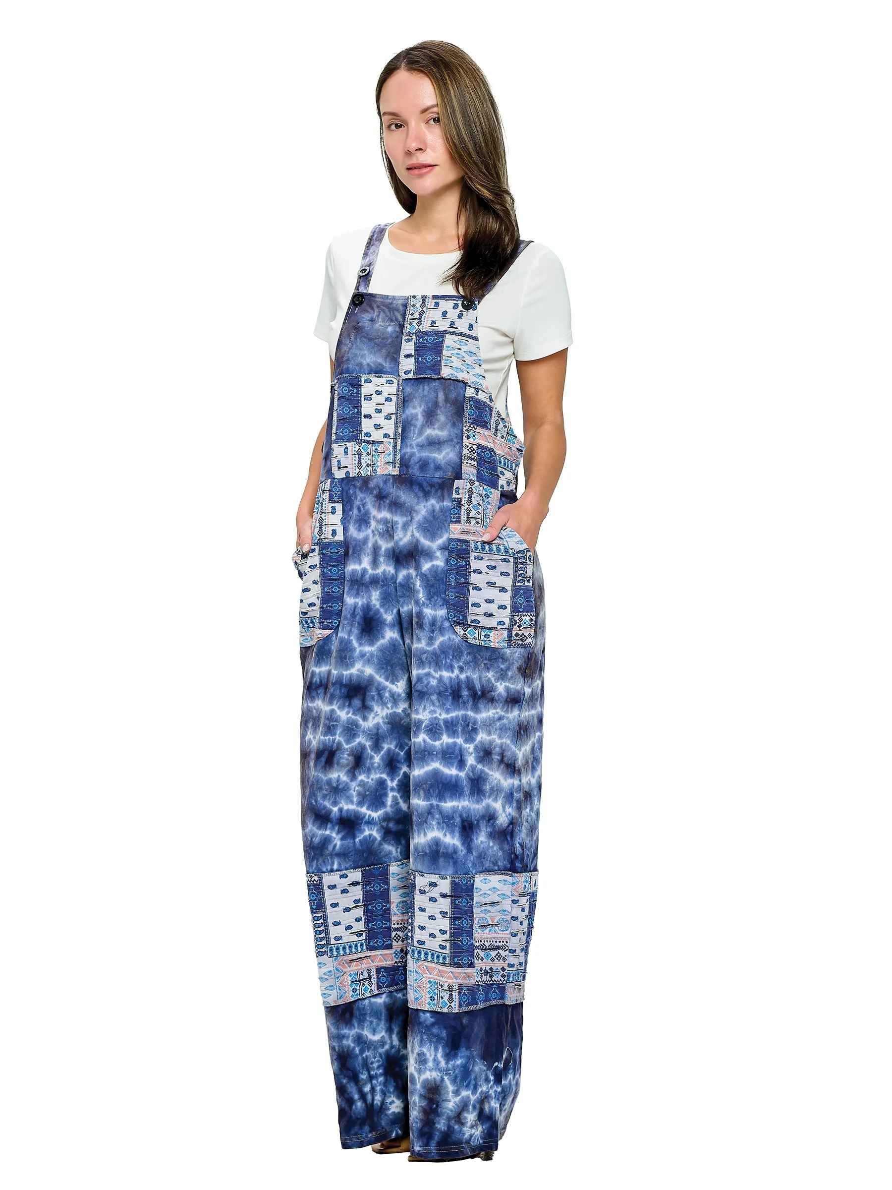 Overall Floral Tie Dye Patchwork