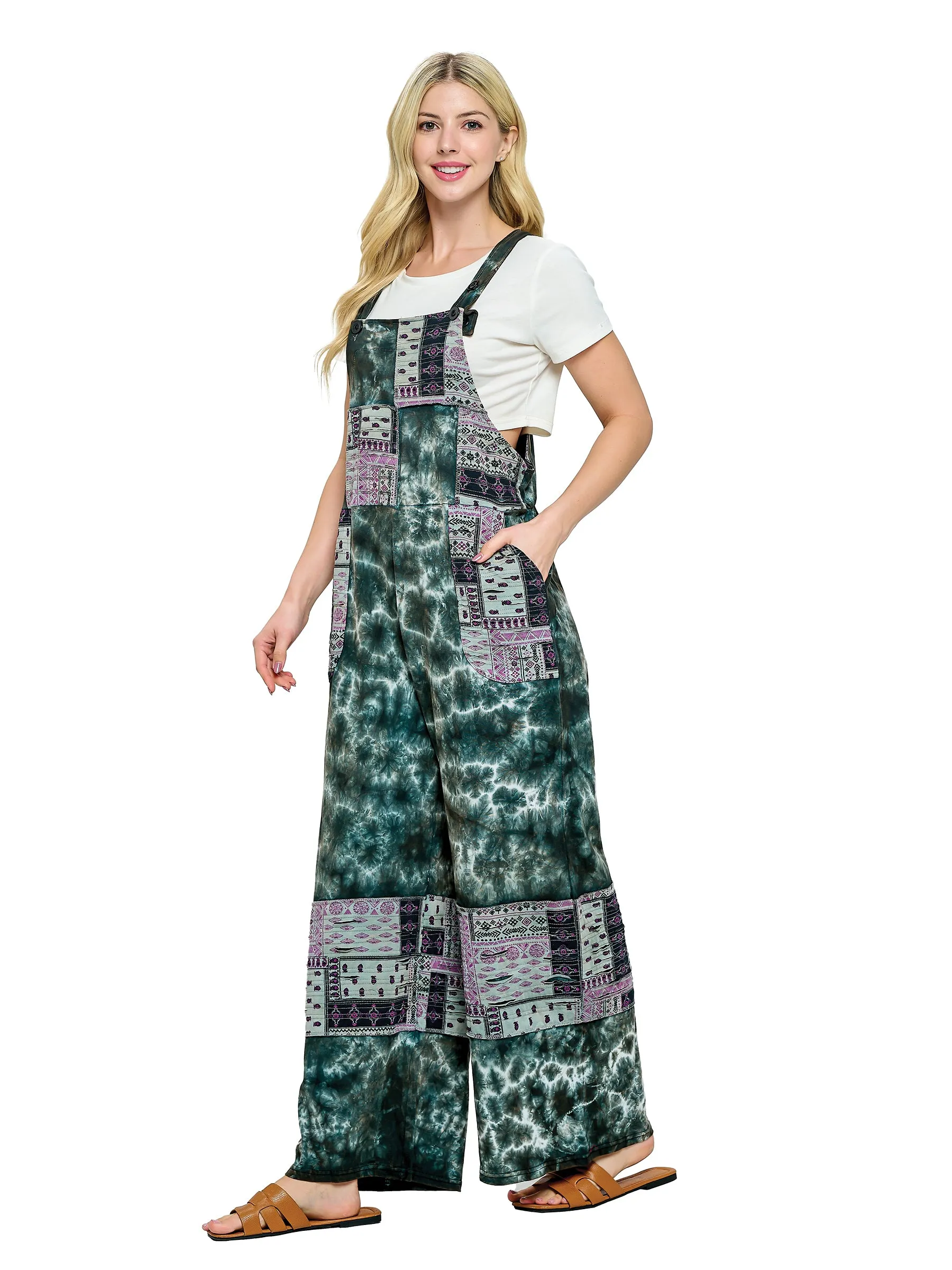 Overall Floral Tie Dye Patchwork