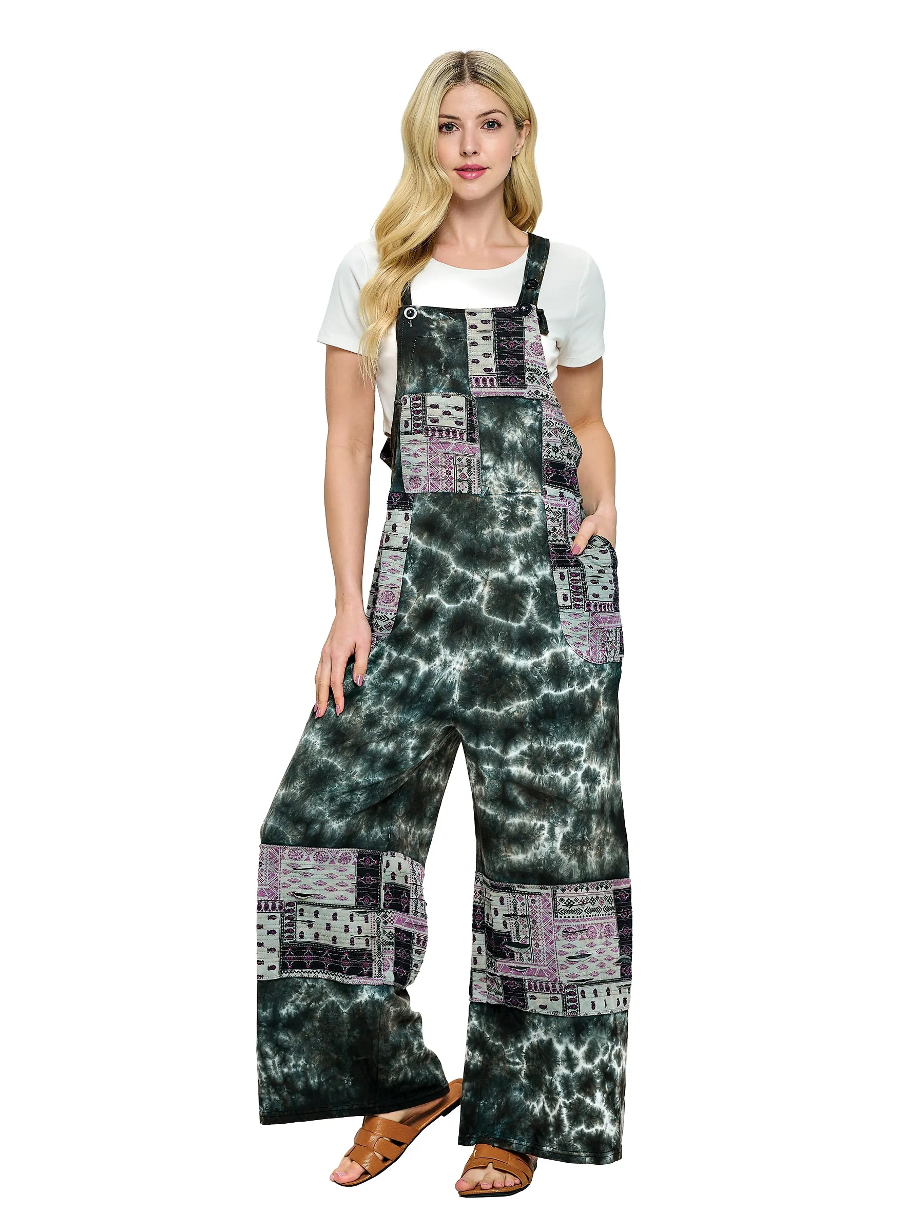 Overall Floral Tie Dye Patchwork