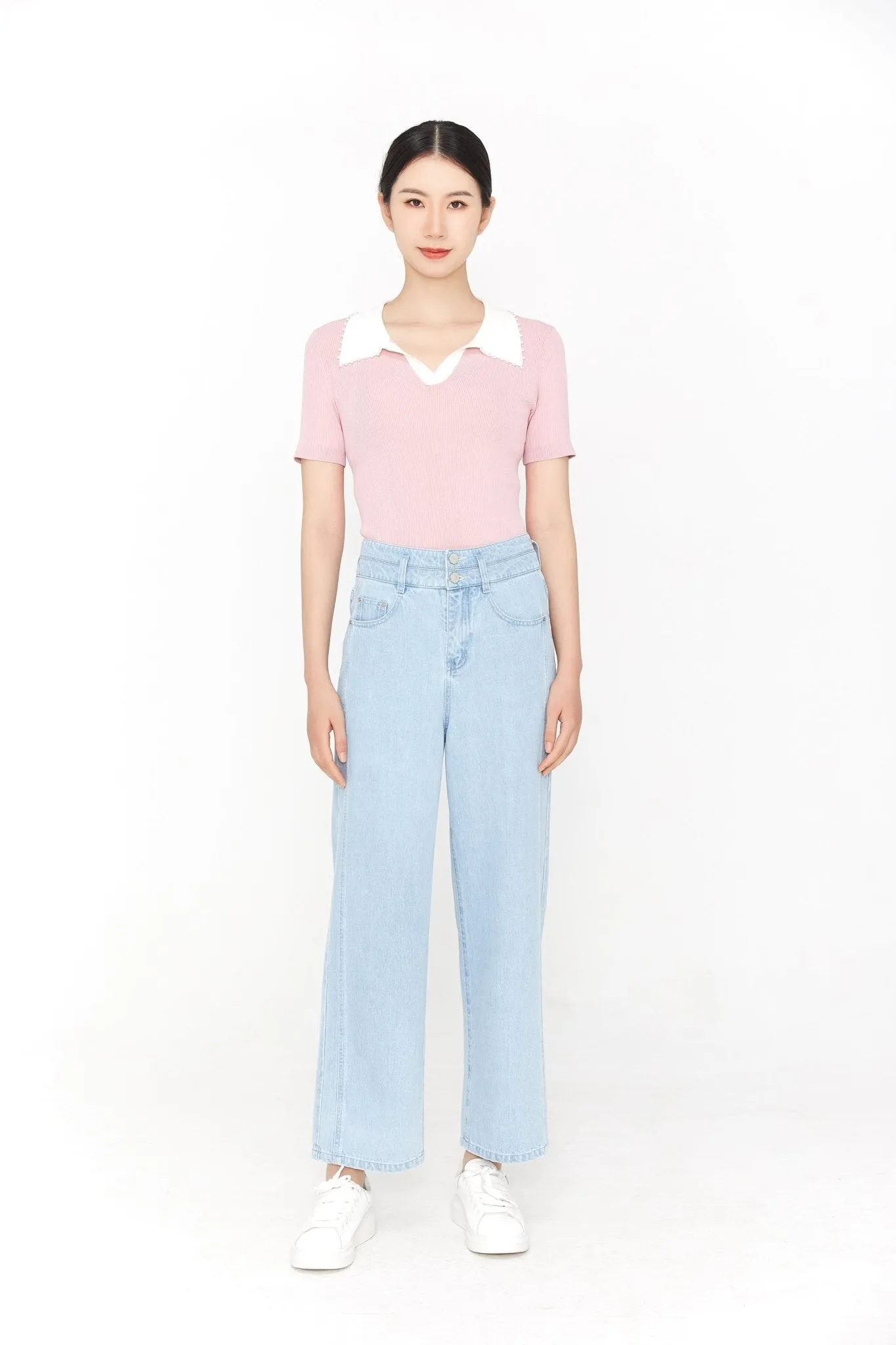 Pink Knitted Short Sleeve T-shirt