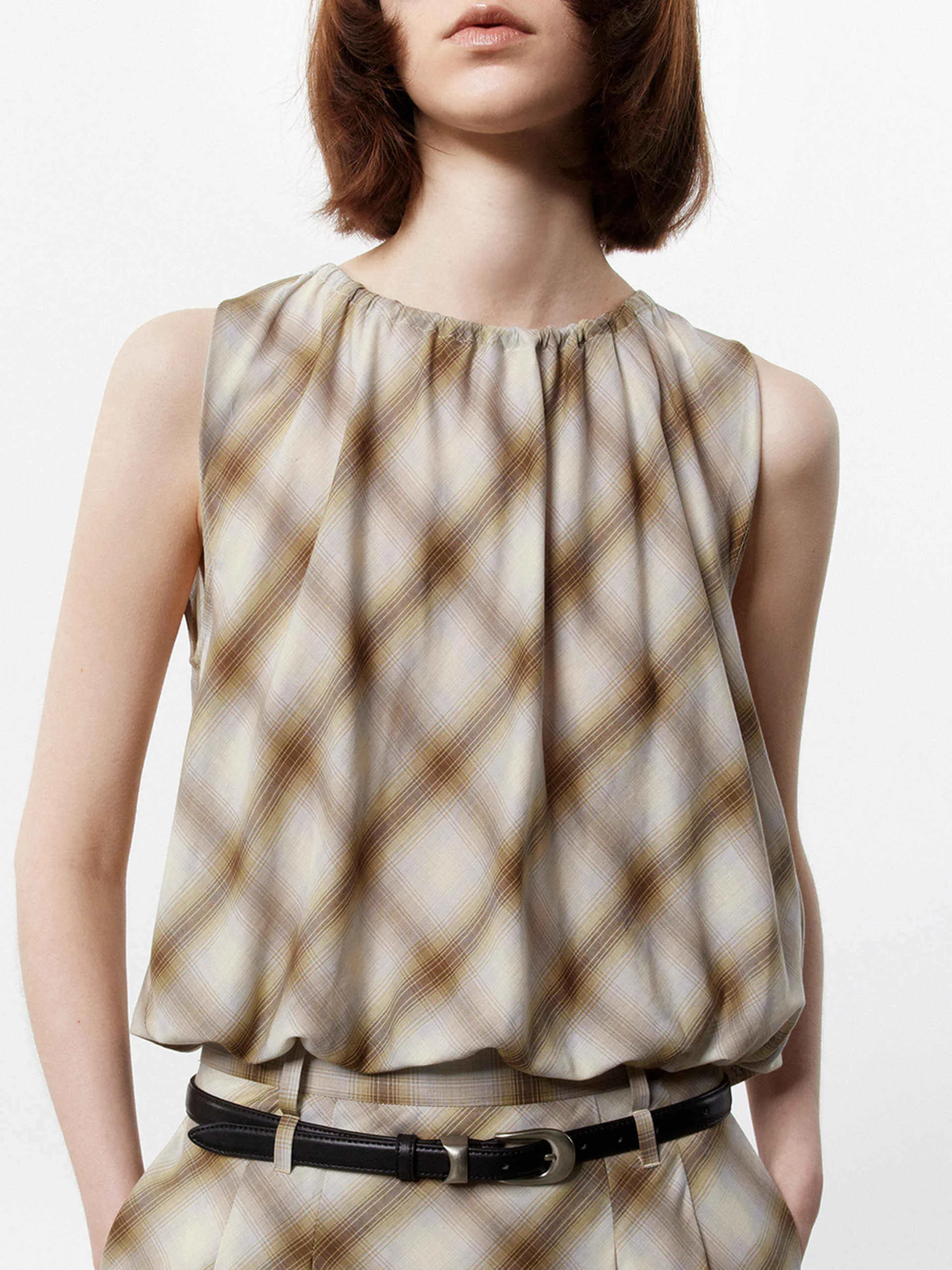 Plaid Sleeveless Top