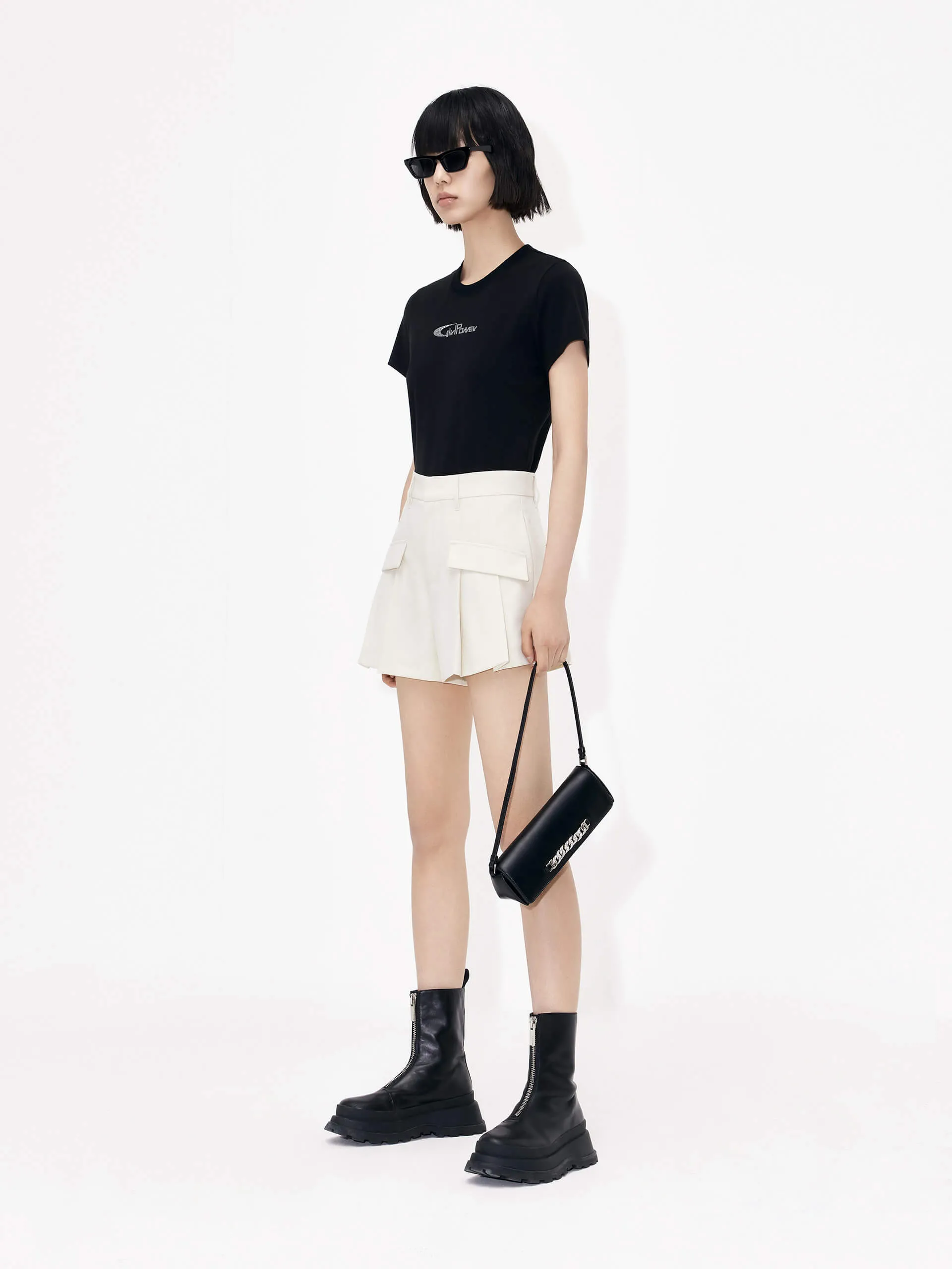 Pleated Cargo Shorts