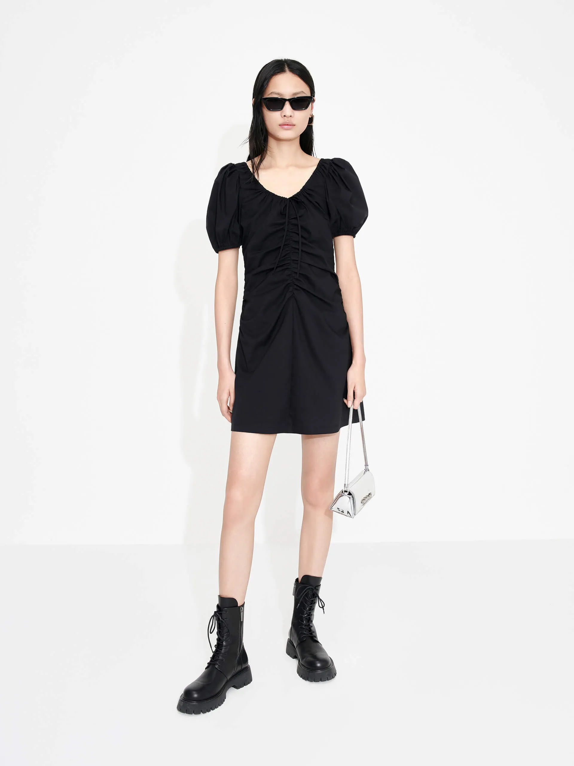 Pleated Detail Waist Dress