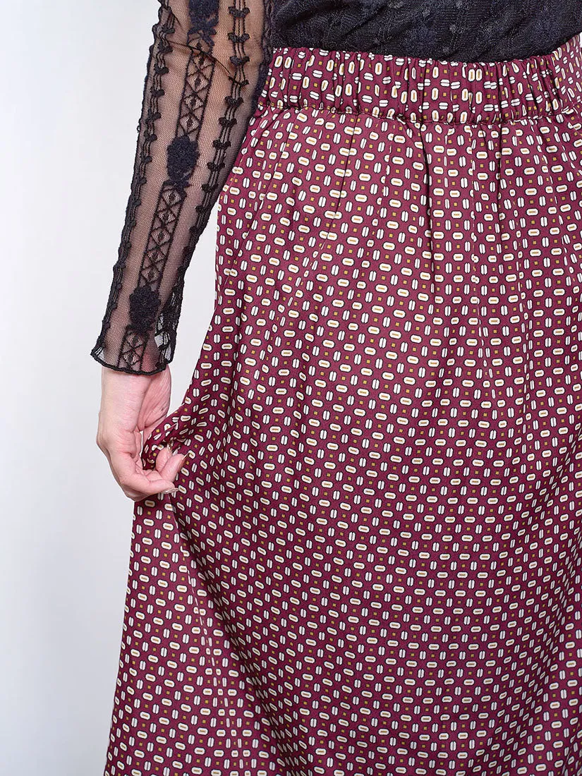 Pleated Geometric Printed Skirt