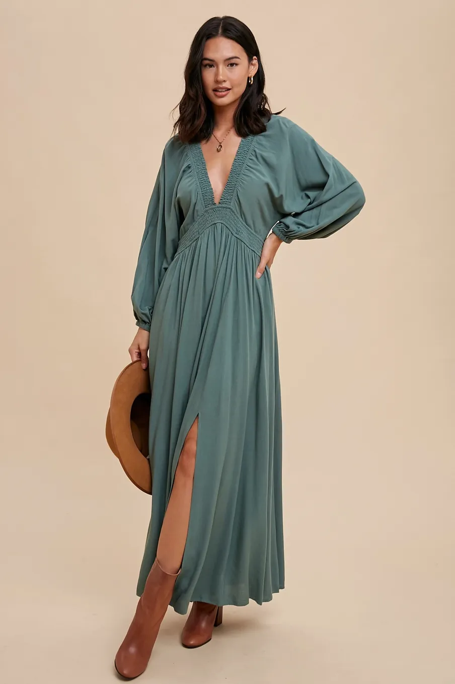 Plunge V Neck Maxi