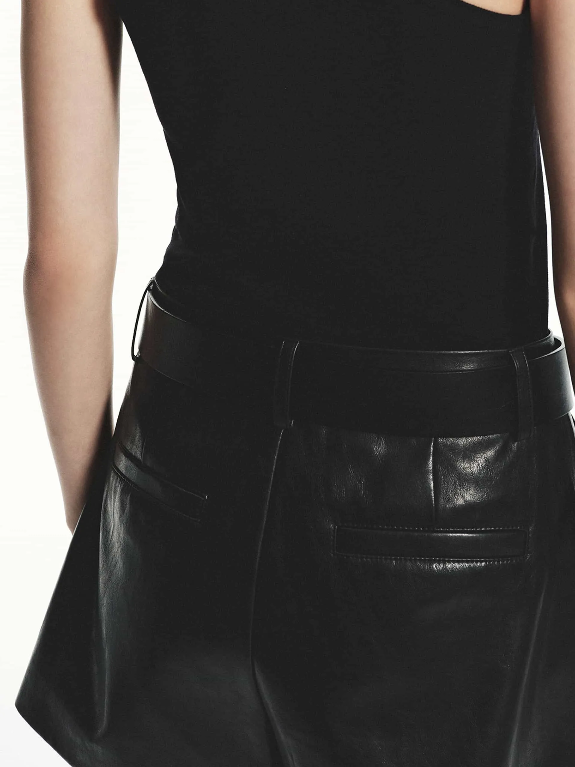 PU Leather Pleated Shorts