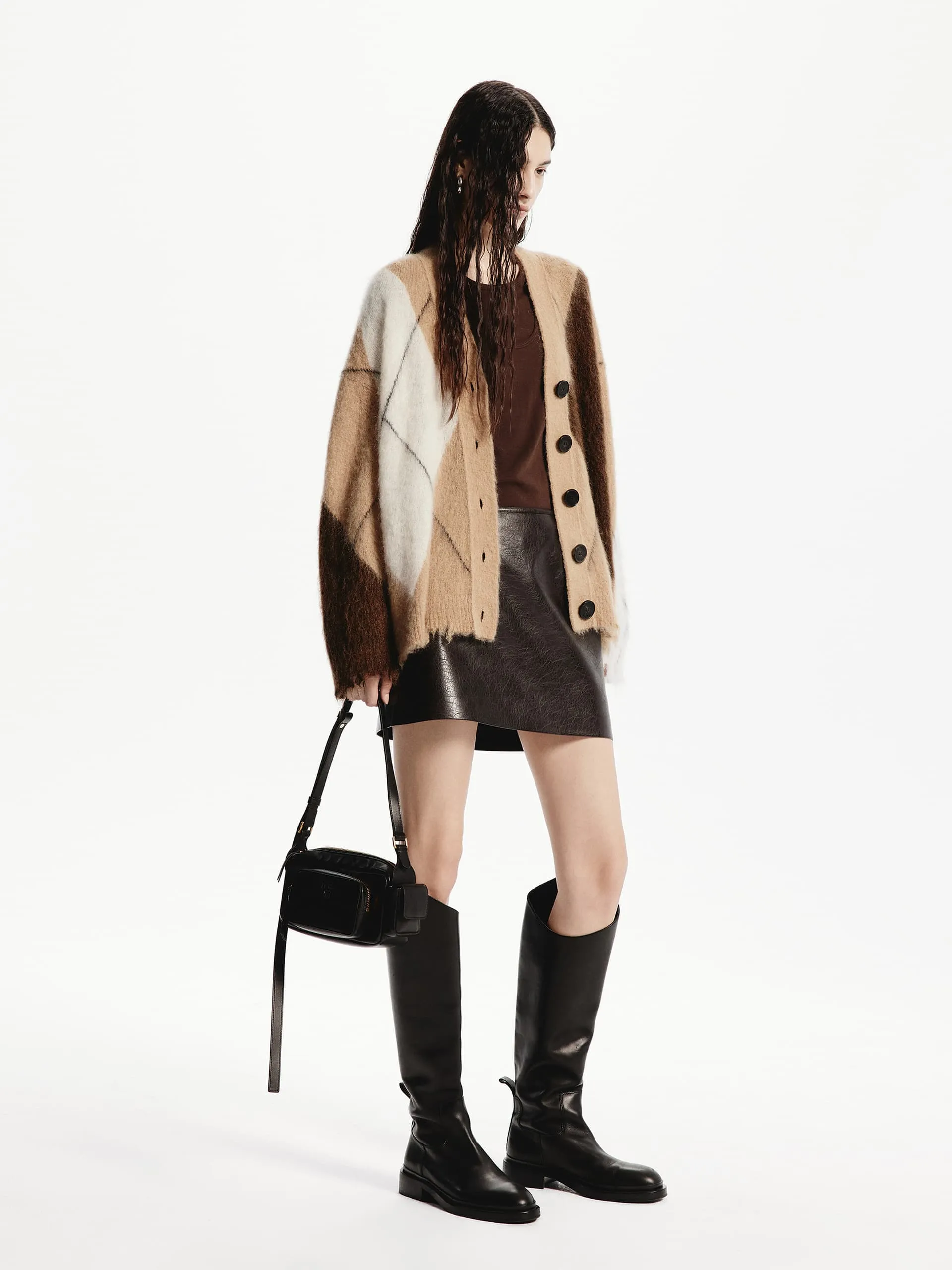 PU Leather Straight Skirt