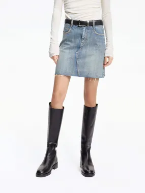 Raw Hem Denim Skirt