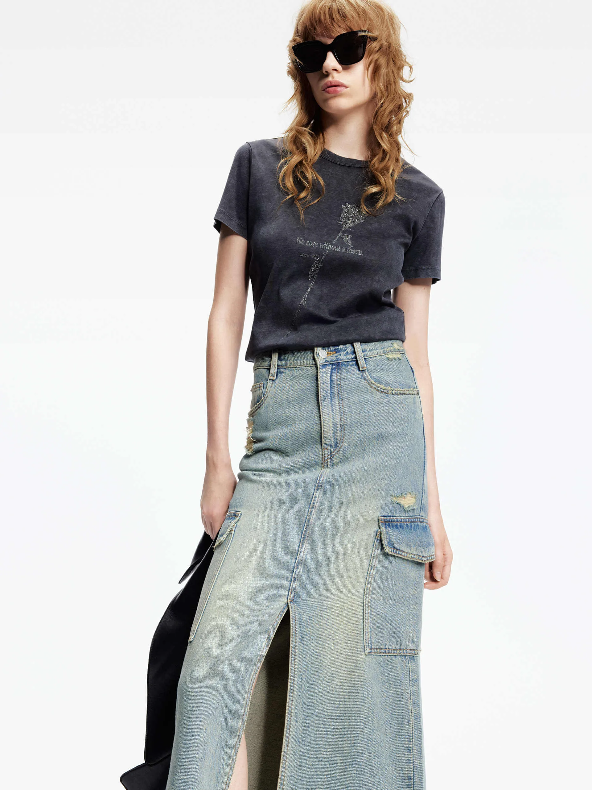 Rose Pattern Cotton T-shirt