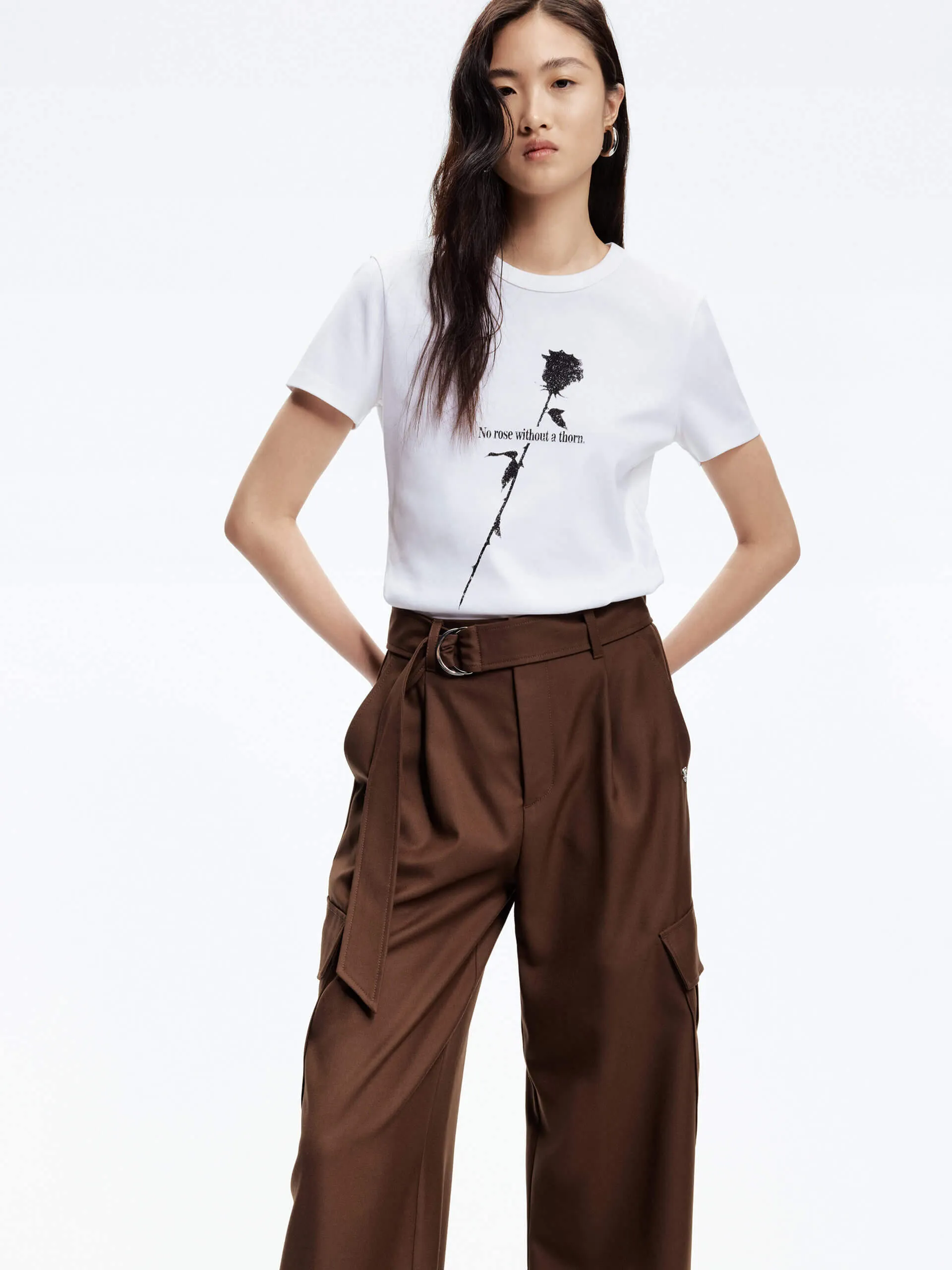 Rose Pattern Cotton T-shirt