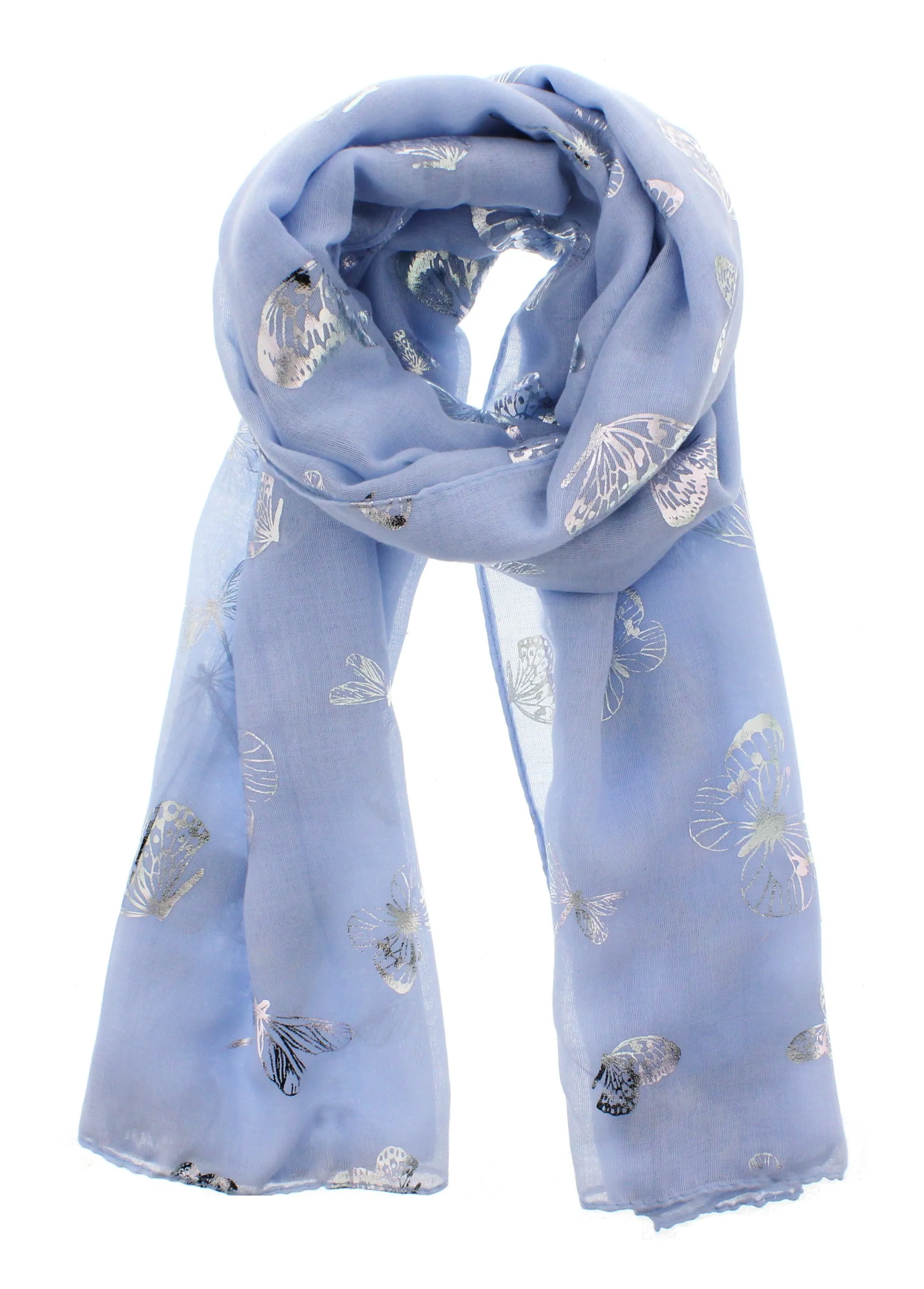 Scarf with Silver Foil Butterflies