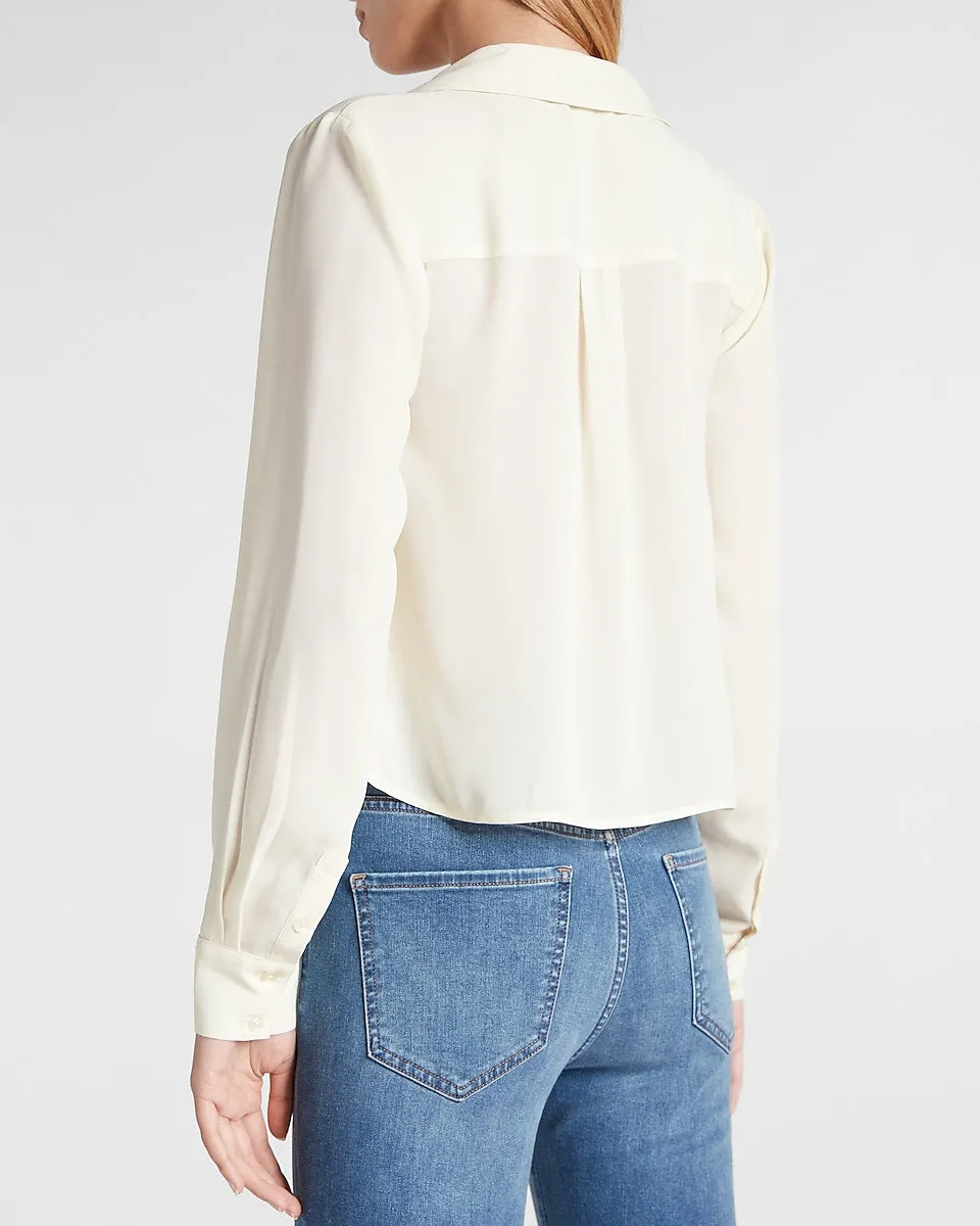 Solid Pleated Front Shirt in Swan
