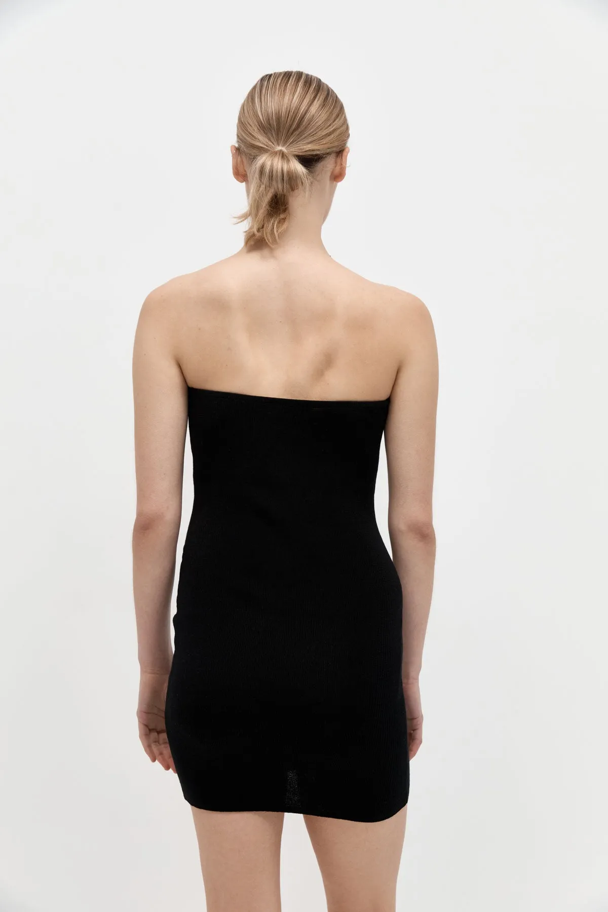 St. Agni Black Curve Knit Mini Dress