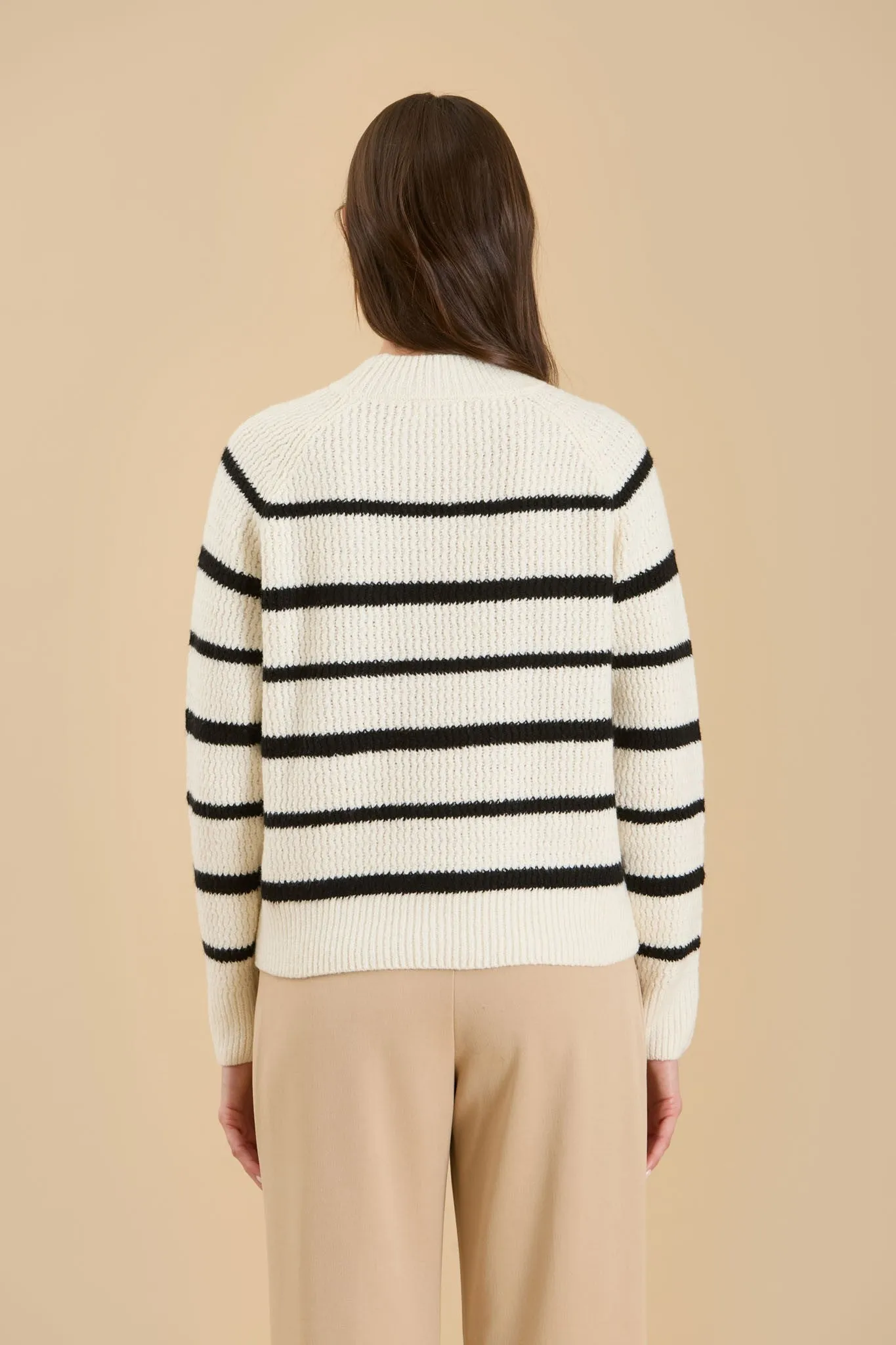 Stripe Mock Neck Sweater