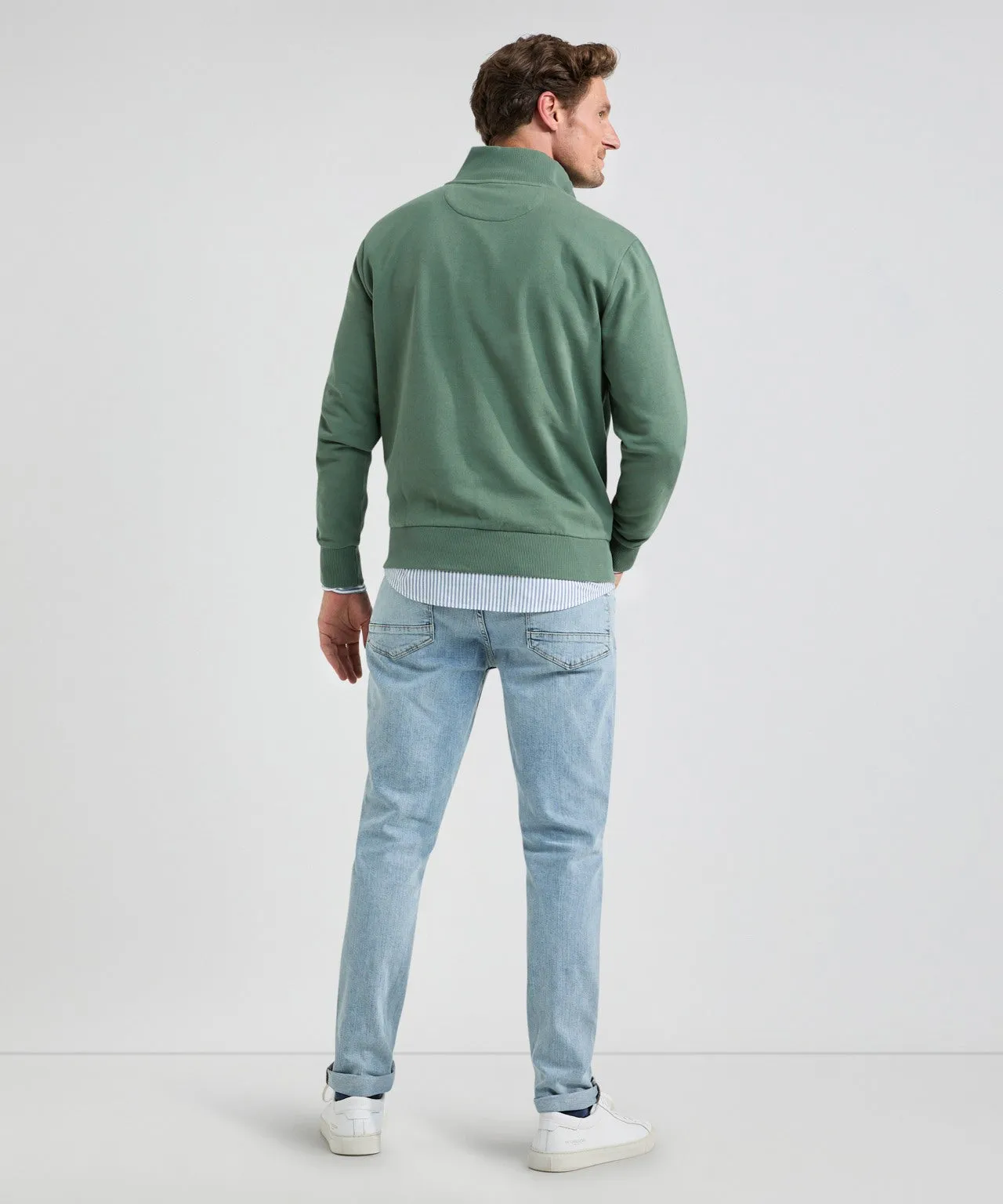 Sweater met Ritskraag | Dark Sage