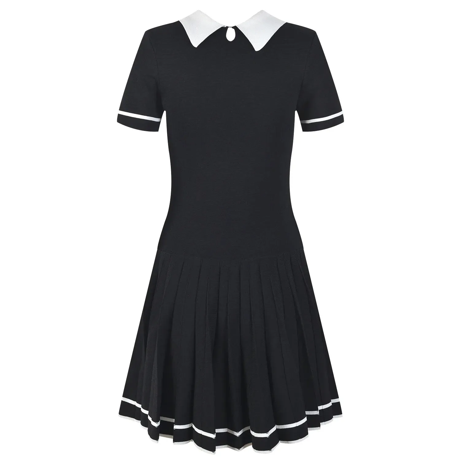 Trend4us Classic Knit Pleated Collar Dress
