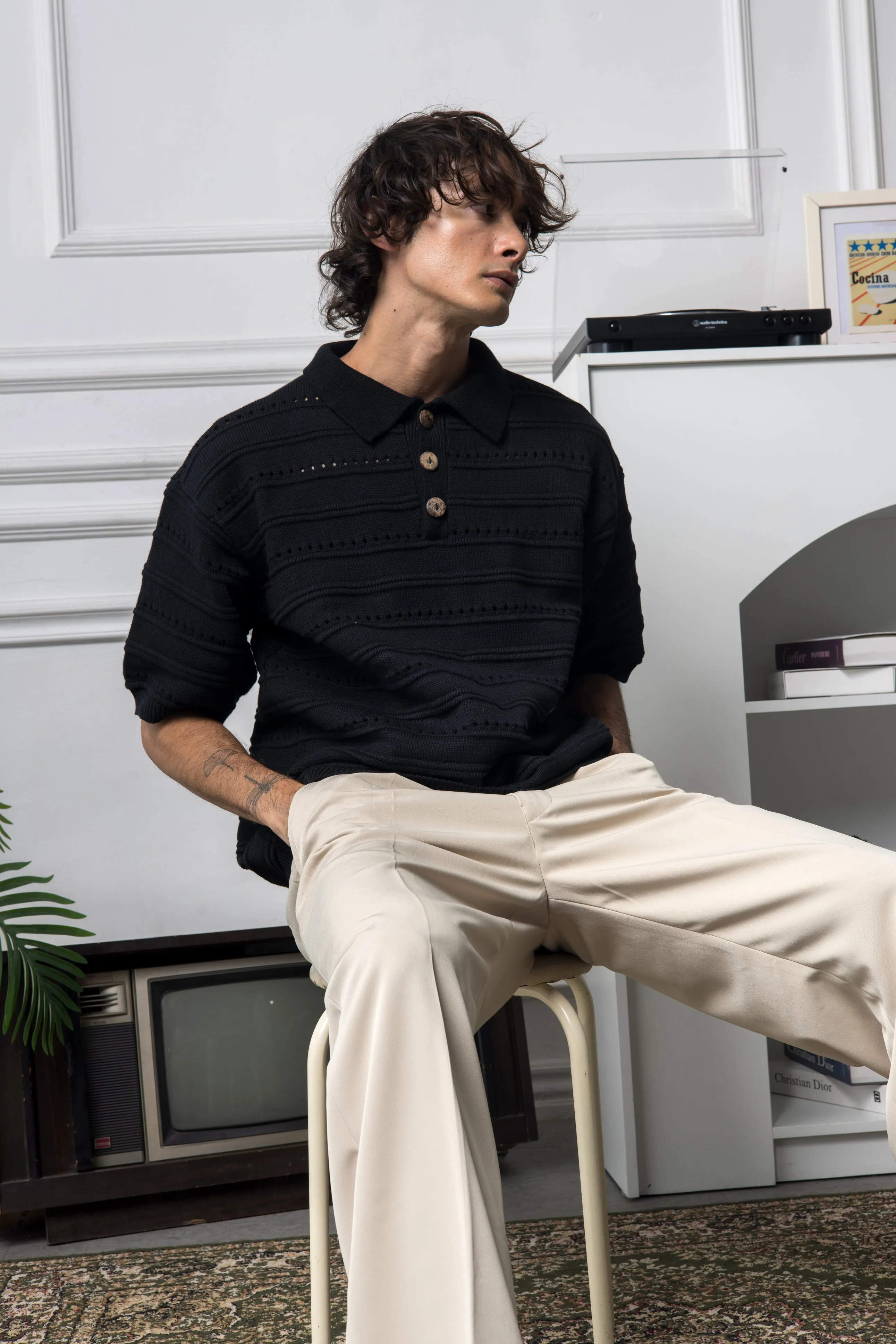 Vincent Knit Polo - Black