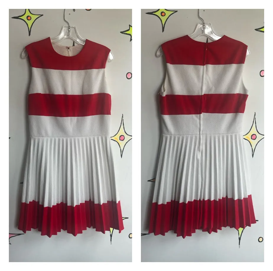 Vintage 60s 70s | Red Striped Groovy GoGo Mod Mini Dress | Size L