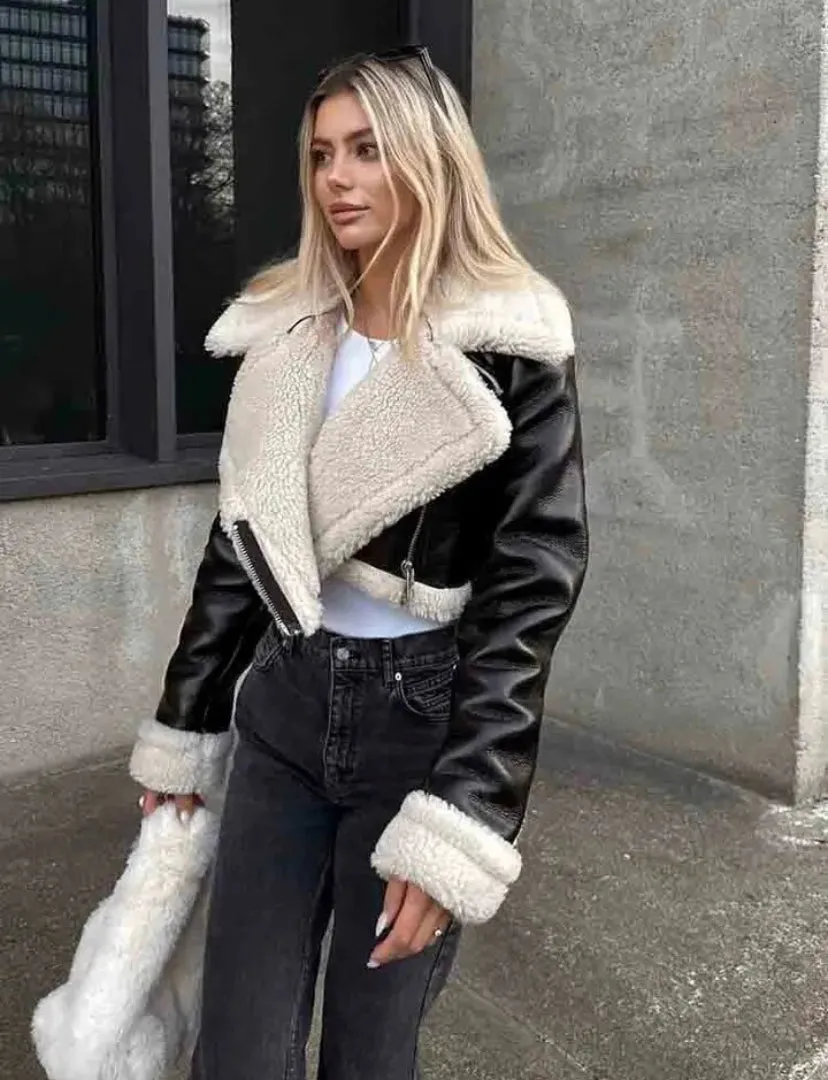 Wool Faux Leather Jacket