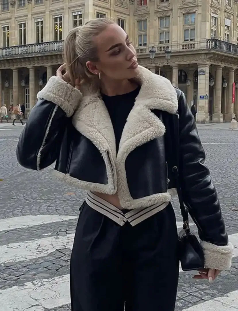 Wool Faux Leather Jacket