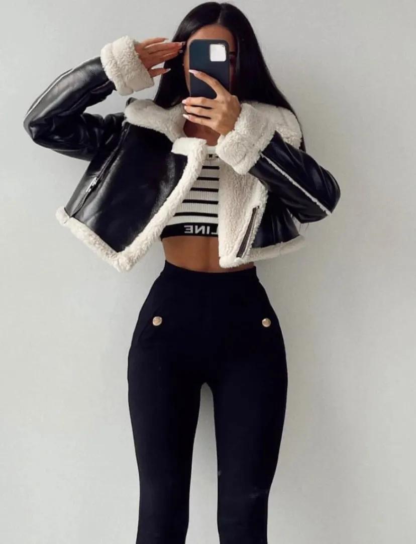 Wool Faux Leather Jacket