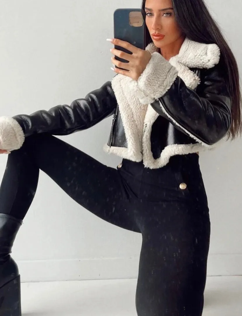 Wool Faux Leather Jacket