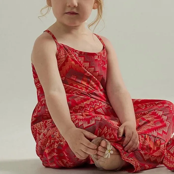 Wrangler Girl's Southwestern Tiered Maxi Dress in Red